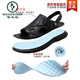 Sandalias de pájaros carpinteros para hombres 2025 Nuevo cuero genuino en la playa gruesa Summer Summer Wear's Daddy's No Slip Wear Sandalias de doble propósito resistentes a Daddy AM9923 Negro 38