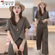 Woodpecker Ramie Set Women's Summer 2025 New Fashionable y reducción de la edad reductora de la edad Camisa de la línea de adelgazamiento Pantalones de piernas anchas dos paquetes Color caliente S [sugerido 95Jin [Jin iguala 0.5 kg]]]