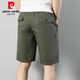 Pierre cardin shorts for men pure. Cotton pinch pants for summer breathable thin elastic waist loose workwear men's beach pants Military green DCR9871 pair XL 90-120Jin [Jin equals 0.5 kg]