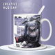 Yaowan XI und Doppel Pamishi Peripheral Q Version Jietawei Dawn Cute Mug Coffee Cup 2D Game Trinking Cup [weiße Single -Tasse] TJ3892 Exquisite [Tasse] + Untersetzer + Löffel
