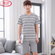Langsha Summer's Men's Pajamas плюс жир плюс большие валотные хлопковые летние хлопковые хлопковые короткие рукавы для домашней одежды молодежь корейский стиль тонкий рукав 9928 [шорты шортов] XL [Рекомендуется 130-145Jin [JIN равно 0,5 кг]]]