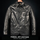PJL new men's cowhide retro casual mid-length classic lapel cowhide brakeman black M (130Jin Jin is equal to less than 0.5kg)
