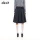 Jupe Dzzit Disu 2025 Automne New Academy Style Gris foncé A-LINE LIGNE MIDE-LIGHT PLAITED POUR FEMMES 3J3S4321F Gray foncé XS
