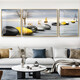 Modern simple living room decoration painting sofa background wall mural atmospheric light luxury triple painting hanging painting inlaid diamond crystal porcelain hj-3893-Smooth sailing on both sides 70*90 in the middle 140*90 noble black frame inlaid