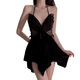 Gui Ruo (GUI RUO) Gui Ruo sous-vêtements en automne et hiver sexy en velours arrière plus pur et purement purement de nuit 3879 Black (robe extérieure + ceinture, toute taille