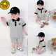 G.DUCKKIDS men and women's onesie in summer thin children's clothing newborn baby clothes 0-1345689 months 2 years old pure cotton black square collar short sleeve 80cm 80