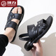 Huili Sandals Мужские сандалии тапочки с двойными пляжными сандалиями Мужские папа повседневная обувь без скольжения повседневные сандалии 3882 коричневые 43