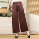 
EBENB Summer Female Satin High Waist Versatile High-end Ice Feeling Slimming Skin-friendly High Breathable Wide-Legging Pants Black-KML-9928 2XL [110-130Jin[Jin equals 0.5 kg]]