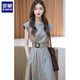 
ROMON (ROMON) frigid and unique gray waist-hugging dress for women 2025 new women's summer light luxury high-end skirt picture color L 111-125
