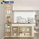 Pupan Cream mittelalterliche Ecke Küche Middle Island Tisch Wohnzimmer Doppelseitige Partitionsbar integrierter Essschrank Aufbewahrungsschrank 8G374 Style 12 (keine Lichter und keine Hebebeluche) 1478*60