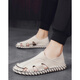 STEFFIE LOVE Roman sandals men's 2025 new summer lazy driving soft sole casual leather shoes fashionable hollow dual-purpose leather sandals 9925 black 39