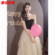 Bajintu Banquet Tubeless Evening Dress for Women New Style Birthday Art Exam Dress Light Luxury Niche High-end Annual Party Black S