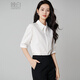 Late White New Product 2025 Autumn Style Lapel Cotton Shirt Casual Commuting Workplace Mid-Sleeve Shirt Women White S