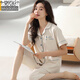 Modal pijama de algodón puro para mujeres en pantalones de manga corta de verano Cárdigan de gran tamaño para trajes de mujeres de mediana edad y jóvenes para ropa de uso al aire libre N9898 Pantalones cortos de manga corta Cárdigan M (80-100Jin [Jin equivale a 0,5 kg])