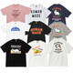 Lee Kids Japanese Retro English Letters Cartoon Imprimé T-shirt en bambou à manches courtes courts à manches courtes 3890 noir S