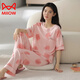 Catman (MiiOW) pajamas for women in summer pure cotton short-sleeved trousers thin cotton summer ladies home clothing suit spring and autumn YZT9711 short.sleeved long.trousers M 80-100Jin [Jin equals 0.5 kg]