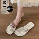 Happy Mary (J/M) Fuß-Clip-Hausschuhe für Frauen im Sommer im Sommer koreanischer Stil Französisch Zehen Mode Meeres Rock Strass Sandalen Wenzhou Huidong Echtes Ledersandalen Frauen-Schwarz 6626a 33-34 38-Seher Frauen 2025 New Style Style Style