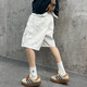 Si Ruilin Yin Xiaoji Schwere Wäsche loser Arbeitskleidung Großtasche Weißer Bambus Joint Denim Shorts Fünf-Punkte-Hosen für Männer und Frauen 1049 Weiß M (95-125jin [Jin gleich 0,5 kg])