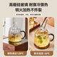 AILUKI Japanese high-looking glass home hospitality light luxury high-end living room water cup set drinking tea cup for women Glacier Cup 6 pieces + Glacier Pot 1.8L + Iron cup holder + Large gold handle