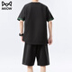 
Catman ice silk casual suit men's cool quick-drying handsome thin loose sports teen shorts shorts two-piece 6677 apricot color XL