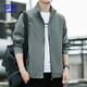 ROMON Jacket Men's Autumn Business Executive Stand Collar Casual Windproof Warm Jacket Men's 6618 Gray XL