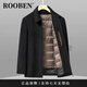 ROOBEN奢侈高端品牌男装高档秋冬新款羊毛呢大衣外套男可拆卸鹅羽绒内胆 黑色 L