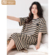 Victoria's style 2025 new nightgown with chest pad for women's summer cotton short-sleeved thin striped mid-length pajamas home dress with chest pad 14107 M 160 Recommended weight 80-100 Jin [Jin equals 0.5 kg]