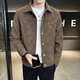 Spring and Autumn Jacket Men's 2026 New Style Young and Handsome Fashion Brand Buckskin Velvet Autumn Clothes Men's Jacket Brown 3XL Recommended 145-160Jin Jin is equal to 0.5 kg