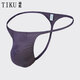 Tiku 2025 Neues Tiku-Männer sexy Tanga-Stretchmodal Druck atmungsaktivem dünnem Gürtel Traaceless unsichtbarer T-Trouser dunkelviolett 1 Streifen M 2,0-2,3 Fuß