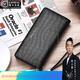 WILLIAMPOLO brand luxury Paul men's genuine leather bag wallet integrated large capacity crocodile pattern 2025 new clutch bags black - two rows of 24 card positions