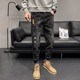 Fat Donglai Men's Ripped Jeans Summer Fashion Brand Slim Feet 2025 New Summer 6636 Black. 31