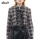 DZZIT【刘浩存同款】地素衬衫2025秋季复古荷叶边格纹上衣女3J3D5153F 深灰色 M