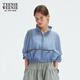 Teenie Weenie Bear Women's Jacket 2025 Summer New Lightweight Comfortable Fashion Short Stand Collar Top Blue S