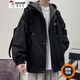 Woodpecker (TUCANO) jacket men's spring and autumn men's fake two-piece hooded assault jacket student couple loose cotton clothes men 302-black spring and autumn style L 100-120Jin Jin equals 0.5 kg