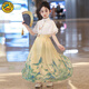 G.duckkids falda de la cara de caballo falda del traje del verano 2025 Nuevo estilo chino verano delgado hanfu mid-da niños chino espicación china 2677 meses blanco y azul [falda con cara de caballo + 2662 top] 110