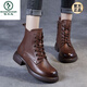 Spechtschuhe echtes Leder 2024 Herbst und Winter Neue Nicht-Schlupf-Frauenstiefel schlanke Martin-Stiefel weiche Sohle Lederschuhe plus Samt verdickte kurze Stiefel Schwarze Samt 35