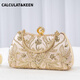 CALCULAT&KEEN Happy Mother's Wedding Banquet Handbag Dinner Bag Cheongsam Bag New Chinese Style Happy Mother-in-Law Clutch Bag Beaded Embroidered Banquet Bag Hand-carry Chinese Valentine's Day Gift Bag Type A Champagne Gold