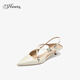 
73Hours women's shoes Susie 2025 autumn new product pointed toe thin heel solid color fashion sandals