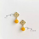 MHFDO beeswax earrings palace style imitation jade hollow rhombus zircon earrings 2025 new new Chinese style stone earrings pair