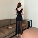Jinggong Foot Foot Technician Work Clothes Sexy Foot Massage Foot Bath Work Clothes Soft Massage Spa Long Skirt Mesh Slit Dress 9276# Black S