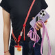 Mobile phone chain lanyard, hanging neck crossbody with clip, can be carried on the back, girls' high-end bag, anti-lost, fashionable Apple Huawei, national style colorful purple star pendant + clip