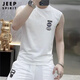 Jeep Spirit Vest Herren trendy fliegender Adler gedrucktem Weste Sommer Reine Baumwolle Trendy Marke Slim Vest American Sport Ärmel und T-Shirt Black L 105-120jin [Jin entspricht 0,5 kg]