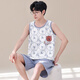 Moxiao vest shorts sleeveless cotton pajamas men's summer student home clothes spring and summer suit summer plus thin cotton vest shorts: 1365 coffee bear M teenage version: 60-75 Jin [Jin equals 0.5 kg] high 150