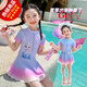 G.duck Little Yellow Duck Children's New 2025 Summer Girls Quick-Drying Sunscreen Internet Celebrity One-piece Swimsuit Seaside Baby Girl Thin Purple 90