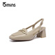 
15MINS sandals women's new summer elegant high heels one-button bag-toe single shoes D1302AQ5 apricot color 37