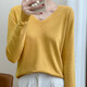 2025 new autumn fashionable bottoming shirt V-neck long-sleeved pullover sweater loose slimming versatile women's top pullover V-neck - gray XL 120-140Jin Jin equals 0.5 kg