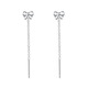 Lao Fengxiang pure silver sterling silver bow ear wire, sweet niche temperament tassel earrings, light luxury birthday gift for girlfriends L-EZ0118 bow ear wire-4.5cm short style