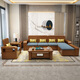 Muyouting solid wood sofa for winter and summer use solid wood modern Chinese style small apartment living room with storage rural wood sofa combination 1+2+3+coffee table+2 square tables+TV cabinet