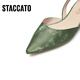 Las nuevas sandalias elegantes de Sijiatu zapatos planos de la boca poco profunda zapatos individuales sandalias de mujeres S5024CH4 Arabes Green 36