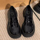 Lugeli Loafers Chaussures en cuir de haute hauteur de style britannique 2025 Nouveau orteil rond Polylem